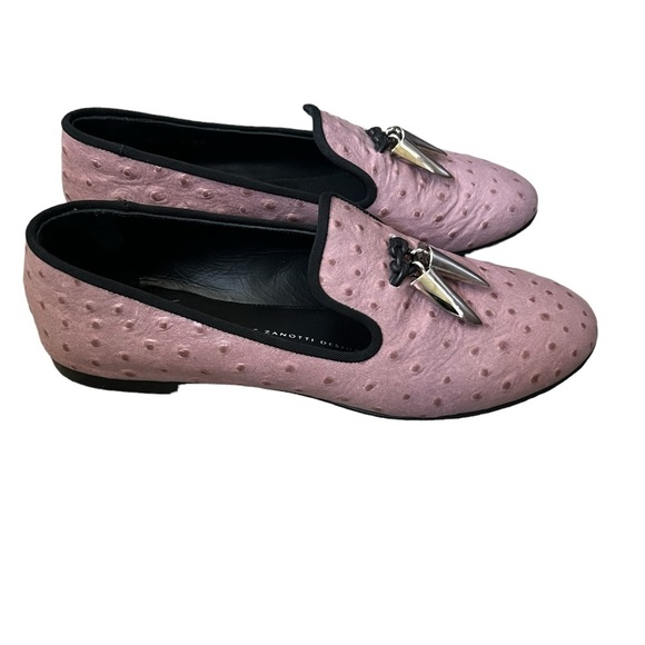Giuseppe Zanotti Ostrich Textured Leather Slip On Loafer Mauve Sz US 6/ EU36 - Picture 11 of 15